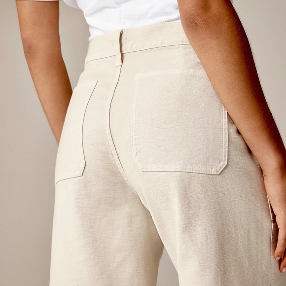 NWT!! J. CREW Camp Pocket Wide Leg Pants Natural Stretch Cotton 28P 28 Petite - Picture 8 of 16